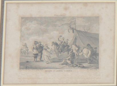 null DEUX PETITES GRAVURES "CHASSE" ET "ARMEE" D'APRES WOUVERMANS

Petites gravures...