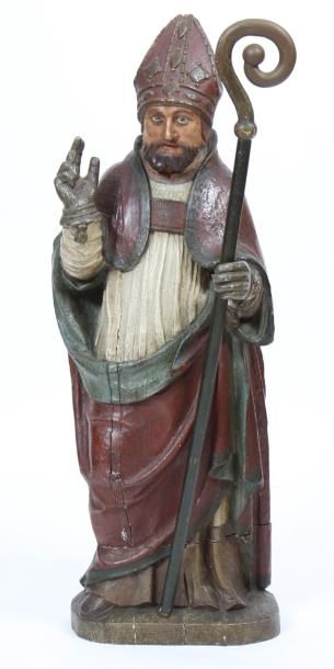 null BOIS SCULPTE "EVEQUE" XVIIIè

En bois sculpté polychrome représentant un évêque...