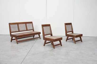 null Modèle de Pierre JEANNERET (1896-1967).

Rare ensemble de salon, composé d'un...