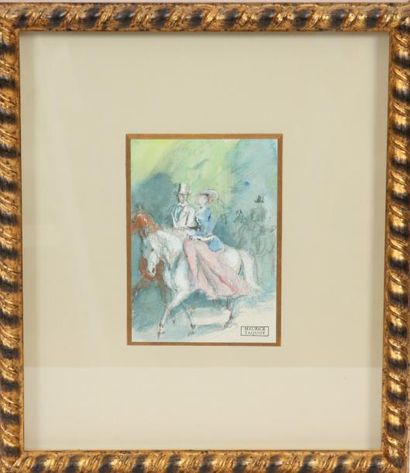 null AQUARELLE "PROMENADE A CHEVAL" DE MAURICE TAQUOY (1878-1952)

Crayon et aquarelle...