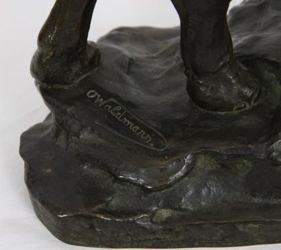 null BRONZE ART DECO "ELEPHANT BLESSE" DE OSCAR WALDMANN (1856-1937)

En bronze patiné,...