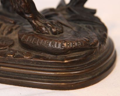 null BRONZE "SETTER AU CANARD" DE EDOUARD-PAUL DELABRIERRE (1829-1912)

Bronze patiné...