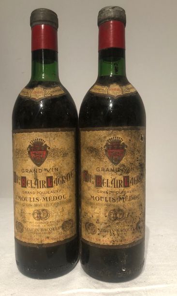 null Lot de 2 bouteilles de "Château BEL AIR LAGRAVE GRAND POUJEAUX" Maison DUBOIS...