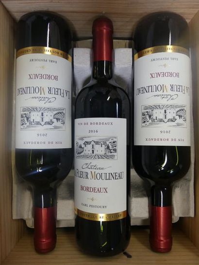 null 6 Château La Fleur Moulineau Bordeaux Récoltant 2016 Caisse Bois non d'Orig...