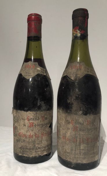 null Lot de 2 bouteilles "CLOS DE LA ROCHE" Joseph DROUIN BOURGOGNE ROUGE 1949