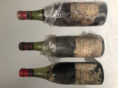 null Lot de 3 bouteilles "CLOS DE LA ROCHE" Joseph DROUIN BOURGOGNE ROUGE 1966
