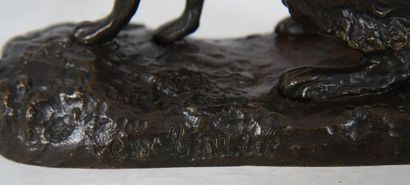 null BRONZE "LIEVRE AUX AGUETS DIT EN BATTUE" DE PIERRE ALBERT LAPLANCHETTE (1826-1873)

Bronze...