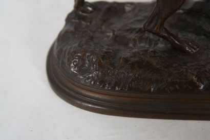 null BRONZE "BRAQUE AU LIEVRE" DE JULES MOIGNEZ (1835-1894)

Bronze à patine marron,...