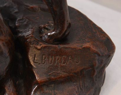 null BRONZE "DEUX CHIENS DE CHASSE" DE LEON BUREAU (1866-1906)

Bronze patiné représentant...