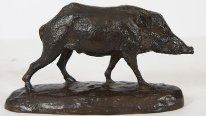null BRONZE "SANGLIER EN MARCHE" DE CLOVIS MASSON (1838-1913)

Bronze foncée, reposant...