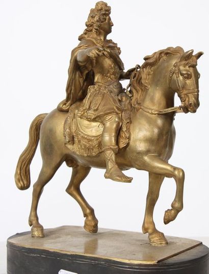 null BRONZE DORE "STATUE EQUESTE DE LOUIS XIV DITE LUDOVICO MAGNO" XIXè D'APRES FRANCOIS...