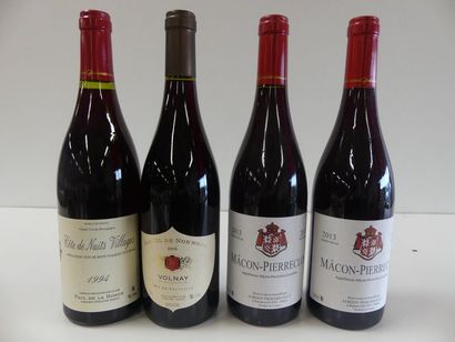 null 4 BTLES : 1 Bourgogne Rouge Volnay Marcel de Normont 2015 ; 1 Côtes de Nuits...