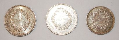 null LOT DE 2 PIECES DE "50 FRCS" et 1 PIECE de "10 FRCS" EN ARGENT

De 1978,1974...