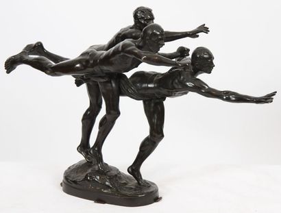 null GROUPE EN BRONZE ART DECO "3 COUREURS OU L'ARRIVEE" DE ALFRED BOUCHER (1850-1934)

Bronze...