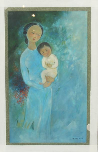 null TABLEAU "FEMME EN BLEU A L'ENFANT" DE CAO DAM VU (1908-2000)

Huile sur toile,...