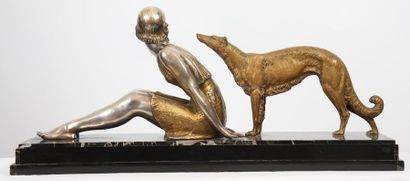 null BRONZE "ELEGANTE 1925 AU LEVRIER" DE DIMITRI CHIPARUS (1886-1947)

En bronze...