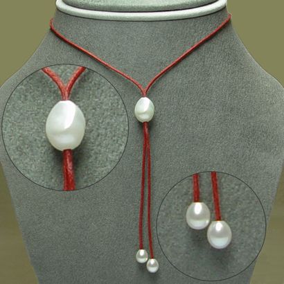 null Lot de 3 pendentifs ornés de 3 perles de culture naturelle de forme baroque...