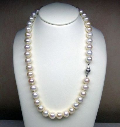 null Très joli et important collier de perles de culture naturelles diamètre 9,5...