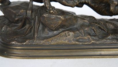 null BRONZE "CHIEN D'ARRET" DE JULES MOIGNEZ (1835-1894)

Bronze patiné, signé "J.MOIGNEZ",...