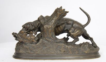 null BRONZE "CHIEN D'ARRET A LA SOUCHE" DE JULES MOIGNEZ (1835-1894)

Bronze patiné,...
