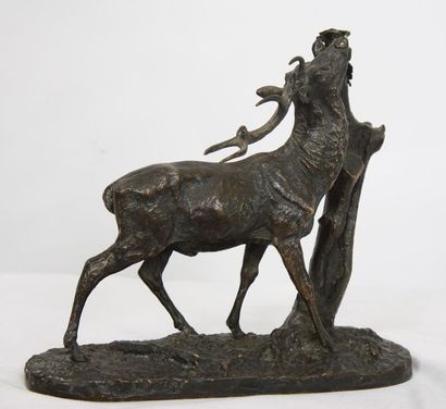 null BRONZE "CERF A LA BRANCHE" DE PIERRE-JULES MENE (1810-1879)

En bronze pâtné,...