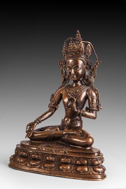 null Le Boddhisattva Padma Pani Lokesvara assis en virasana sur une base lotiforme...
