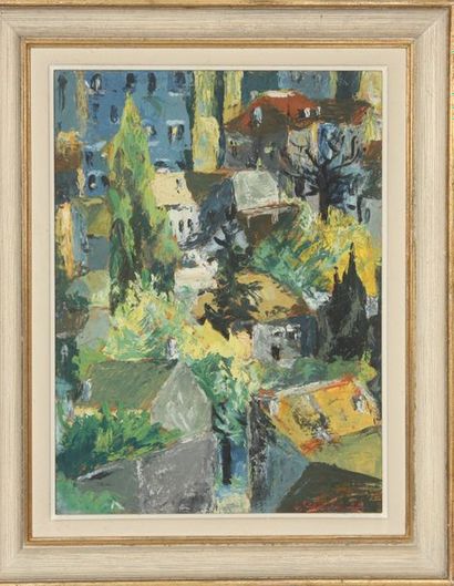 null TABLEAU "TOITS DE VILLAGE" 1949 ECOLE XXè

Huile sur carton signée et daté "S....