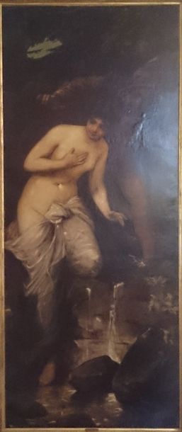 null TABLEAU "NYMPHE A LA SOURCE " XIXè

Huile sur toile encadrée signée A.FILGER.

Restaurations...