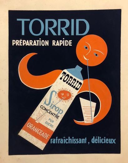 null GOUACHE PROJET PUBLICITAIRE POUR SIROP "TORRID" 

Gouache et encre sur papier,...