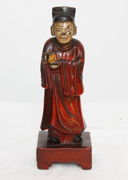 null Dignitaire en bois laqué Chine Dynastie Ming 

H : 25 cm
