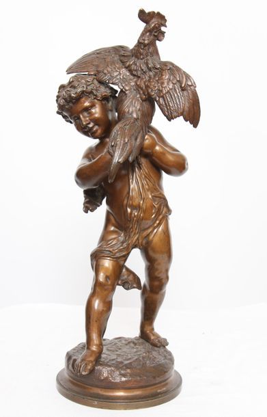 null GROUPE EN BRONZE "ENFANT AU COQ" DE EMILE HENRI LA PORTE (1841-1919)

En bronze...
