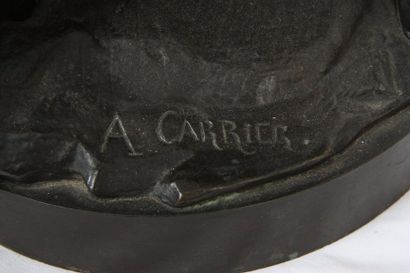 null BRONZE "REMBRANDT ASSIS" DE AUGUSTE- JOSEPH CARRIER (1800-1875)

En bronze patiné,...