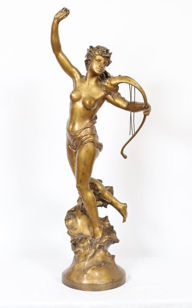 null IMPORTANT BRONZE DORE "NAIADE A LA LYRE" DE MARCEL DEBUT (1865-1934)

En bronze...