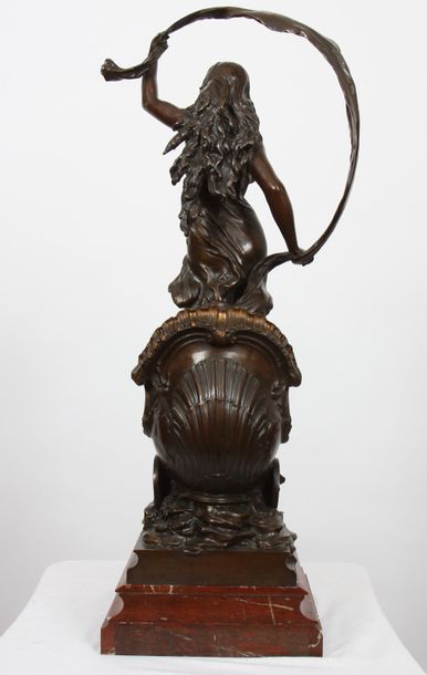 null IMPORTANT GROUPE EN BRONZE "LE CHAR DE L'AURORE" DE AUGUSTE MOREAU XIX-XXè 

En...