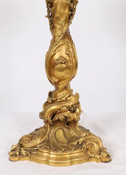 null IMPORTANTE LAMPE EN BRONZE DORE ROCAILLE 1900 DE A. ROSE

En bronze doré et...