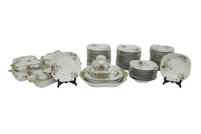 null WG & Co Limoges. Porcelain service, 66 pieces, with flowers decoration including:...