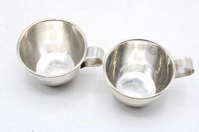 null HERMES. Set of two silver plated wine cups, one body engraved with a crowned...