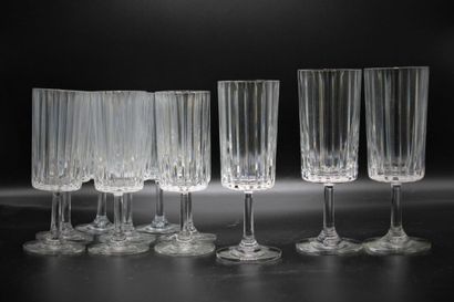 null BACCARAT. Model "Harmony". Set of ten crystal footed glasses, stamped on the...