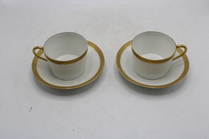 null R.LETOURNEUR in Limoges. Set of two porcelain breakfasts with golden frieze...