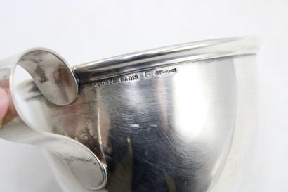 null HERMES. Set of two silver plated wine cups, one body engraved with a crowned...