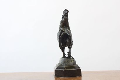 null Antoine Louis BARYE (d'après)
Le coq chantant, bronze sur son socle en marbre,...