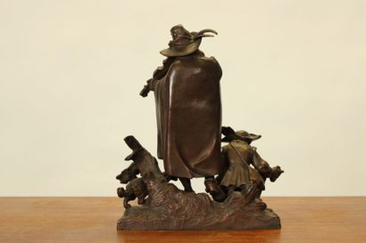 null In the taste of the XVIIIth century. Musician and his companion, bronze with...