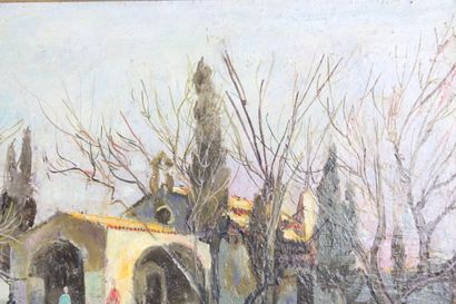null César BOLLETTI (1915-1995) Meeting of two oil on canvas: 
La place Massena à...