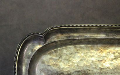 null Jean DESPRES (1889-1980)
Silver plated tray of contoured form, girdled with...