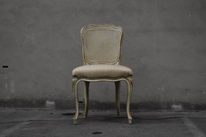 null Suite of 8 chairs in molded wood, cane back and cambered legs. Louis XV style....
