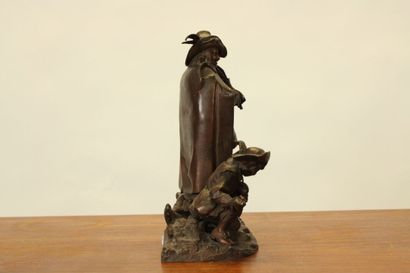 null In the taste of the XVIIIth century. Musician and his companion, bronze with...