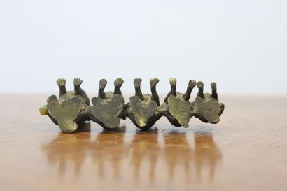 null VIENNA. Suite of five sitting dogs, bronze. 19th century. Dimensions : 4 x 8...