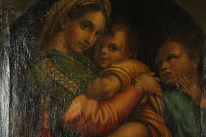 null After Raphael 
Virgin and Child and Saint John the Baptist, oil on canvas. 19th...