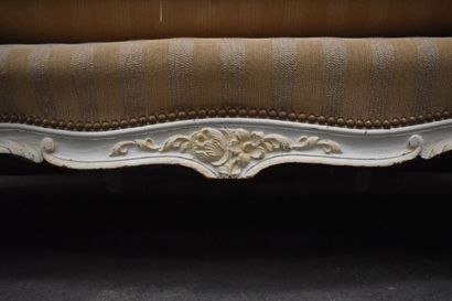 null Large sofa with a carved and molded wooden seat with shells and palmette, the...
