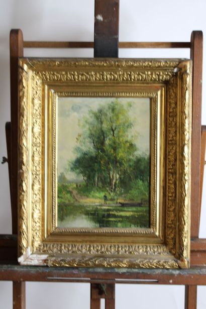 null C. LORIN (1815-1882).
Landscape with a sinner, oil on canvas, signed lower right....